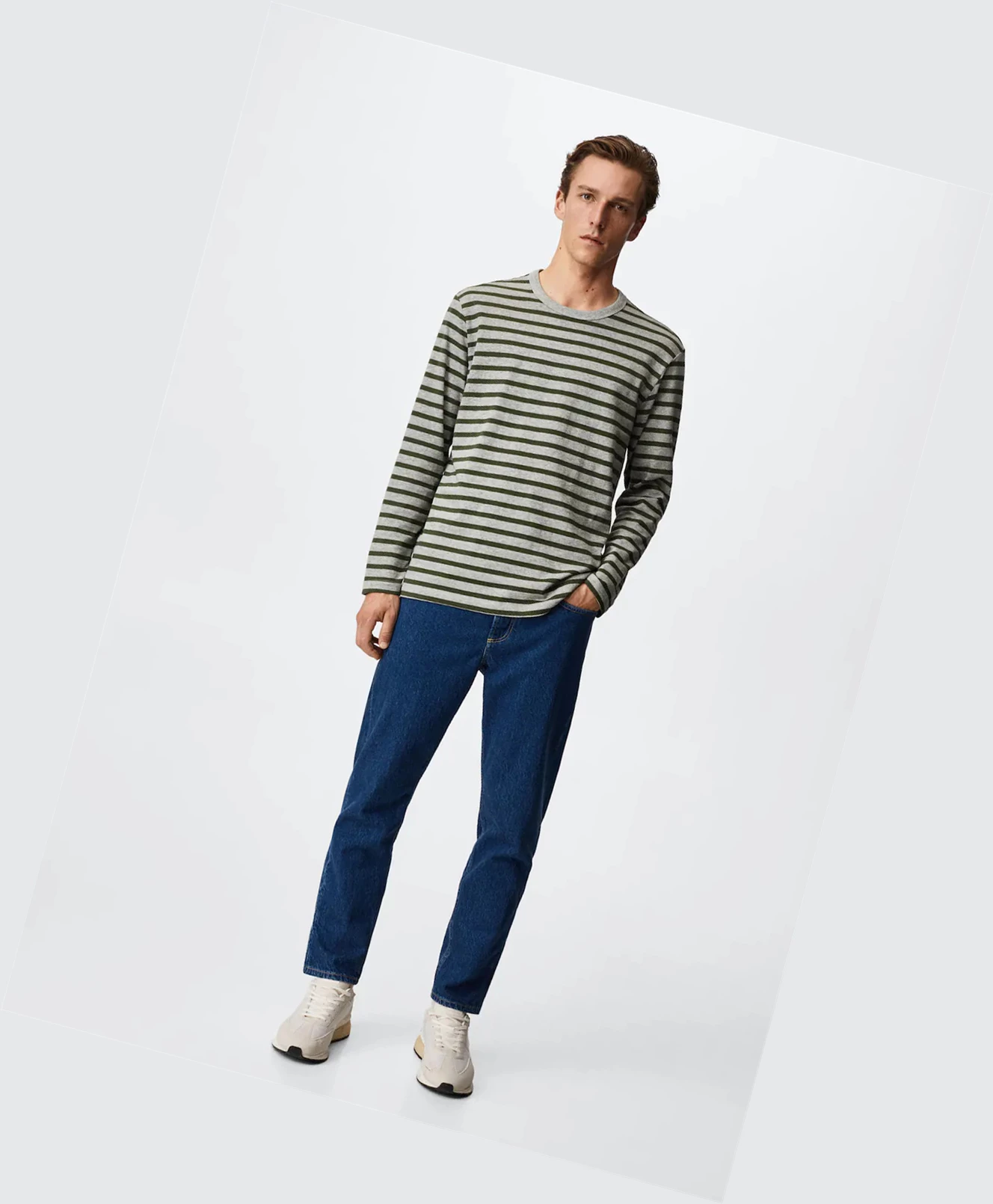 Tričko Mango Pruhované Long Sleeves Panske Hnedožltý | SK862838