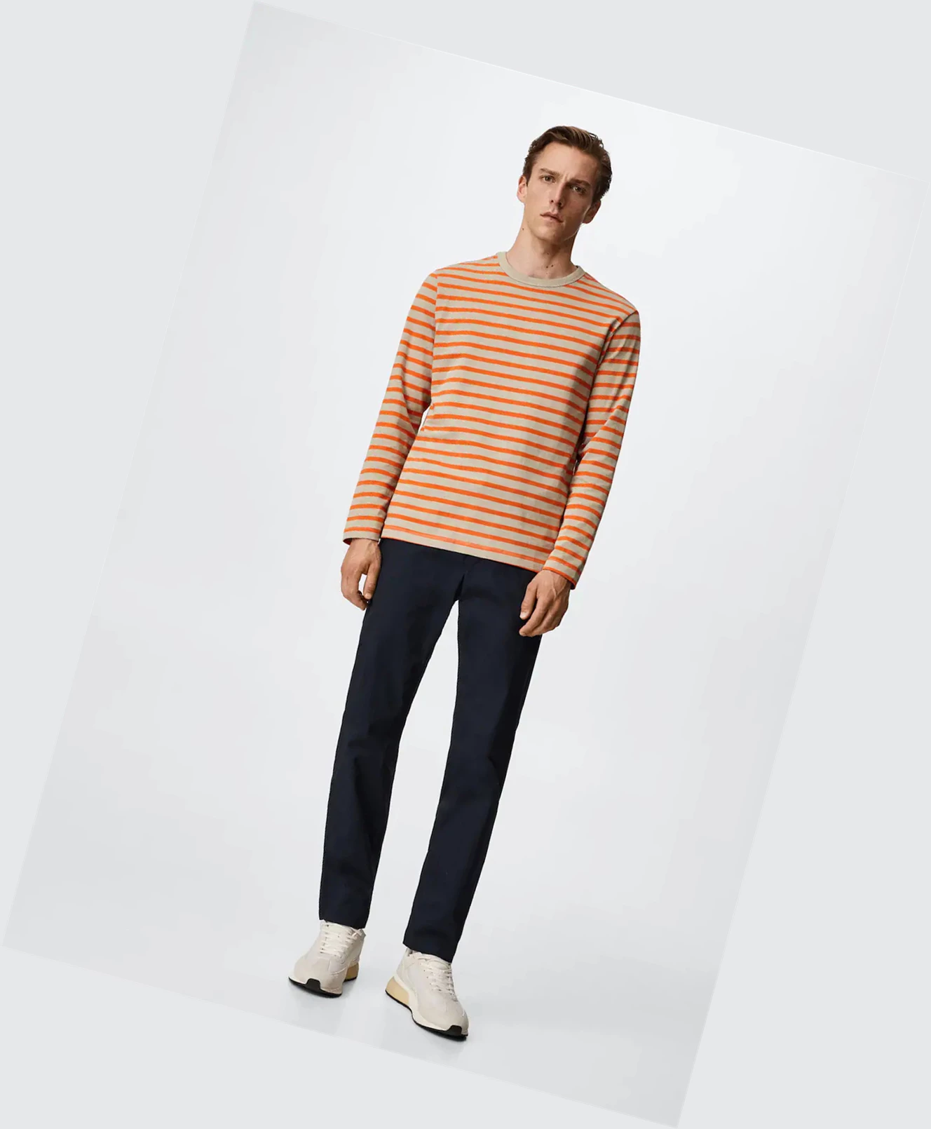 Tričko Mango Pruhované Long Sleeves Panske Oranžové | SK862889