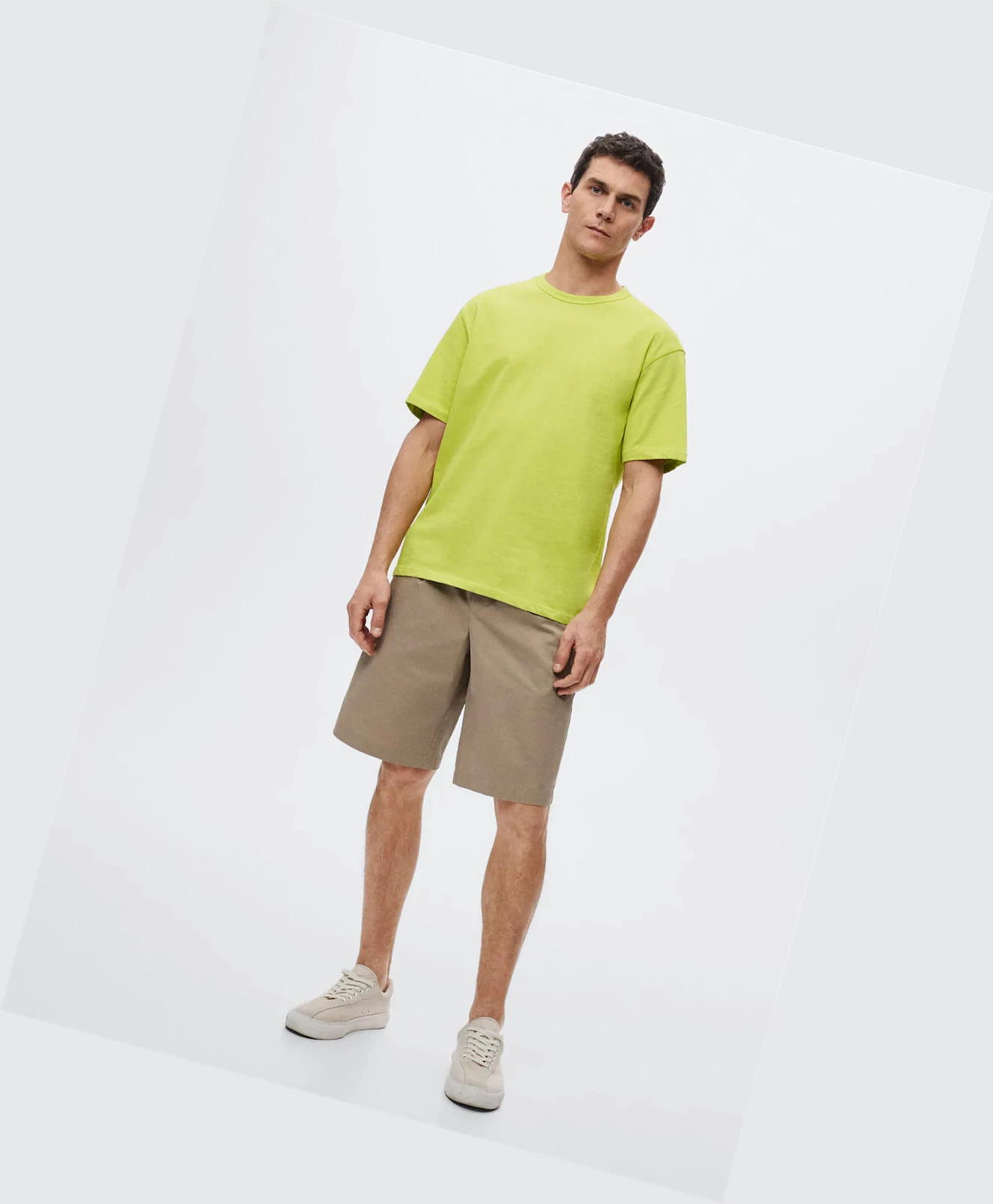 Tričko Mango Relaxed Fit Bavlnene Panske Lime | SK863070