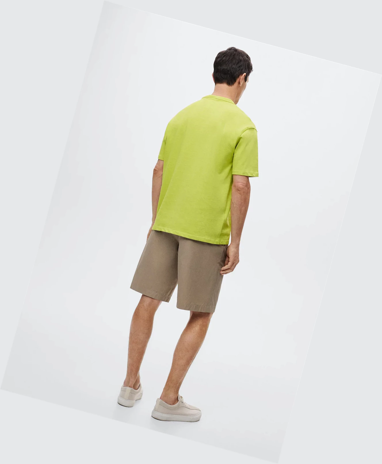 Tričko Mango Relaxed Fit Bavlnene Panske Lime | SK863070