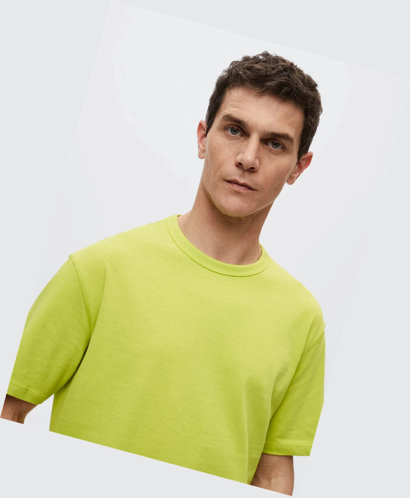 Tričko Mango Relaxed Fit Bavlnene Panske Lime | SK863070