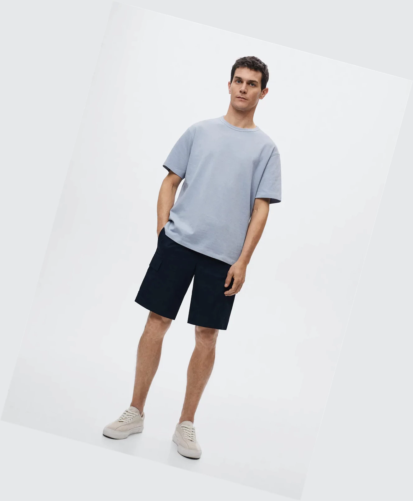 Tričko Mango Relaxed Fit Bavlnene Panske Siva | SK863074