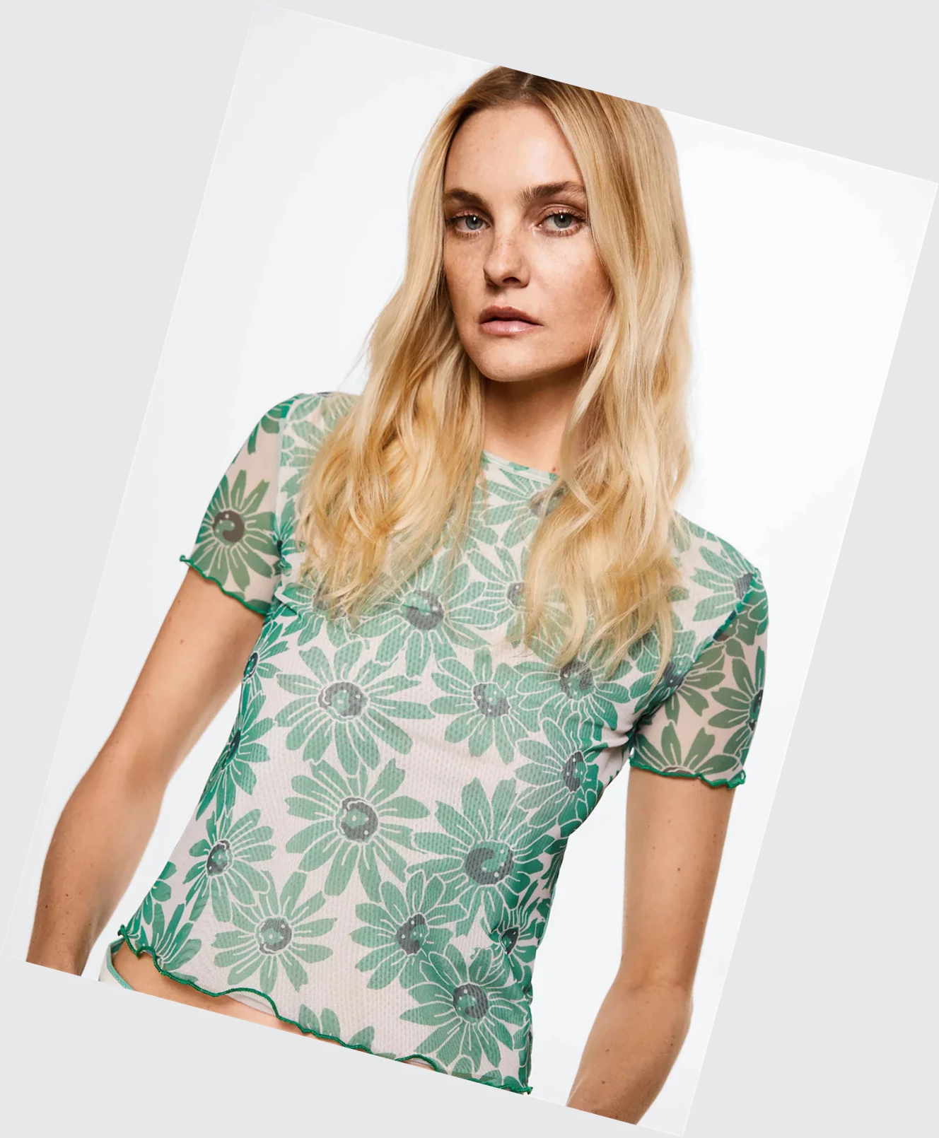 Tričko Mango Sheer Printed Damske Zelene | SK862994