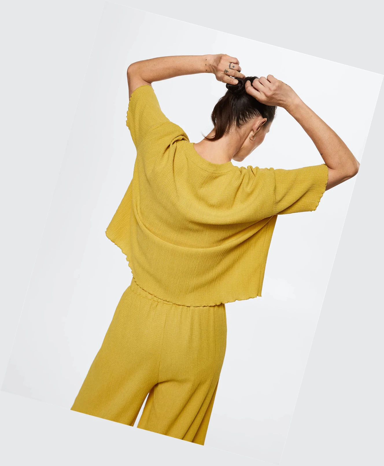 Tričko Mango Textured Flowy Damske Žlté | SK862830