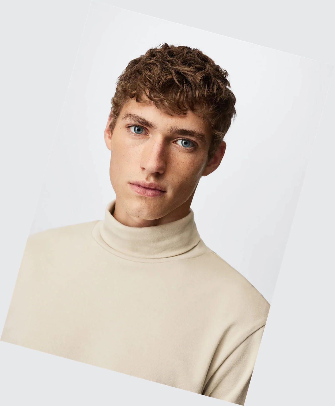 Tričko Mango Turtleneck Bavlnene Panske Béžové | SK863003