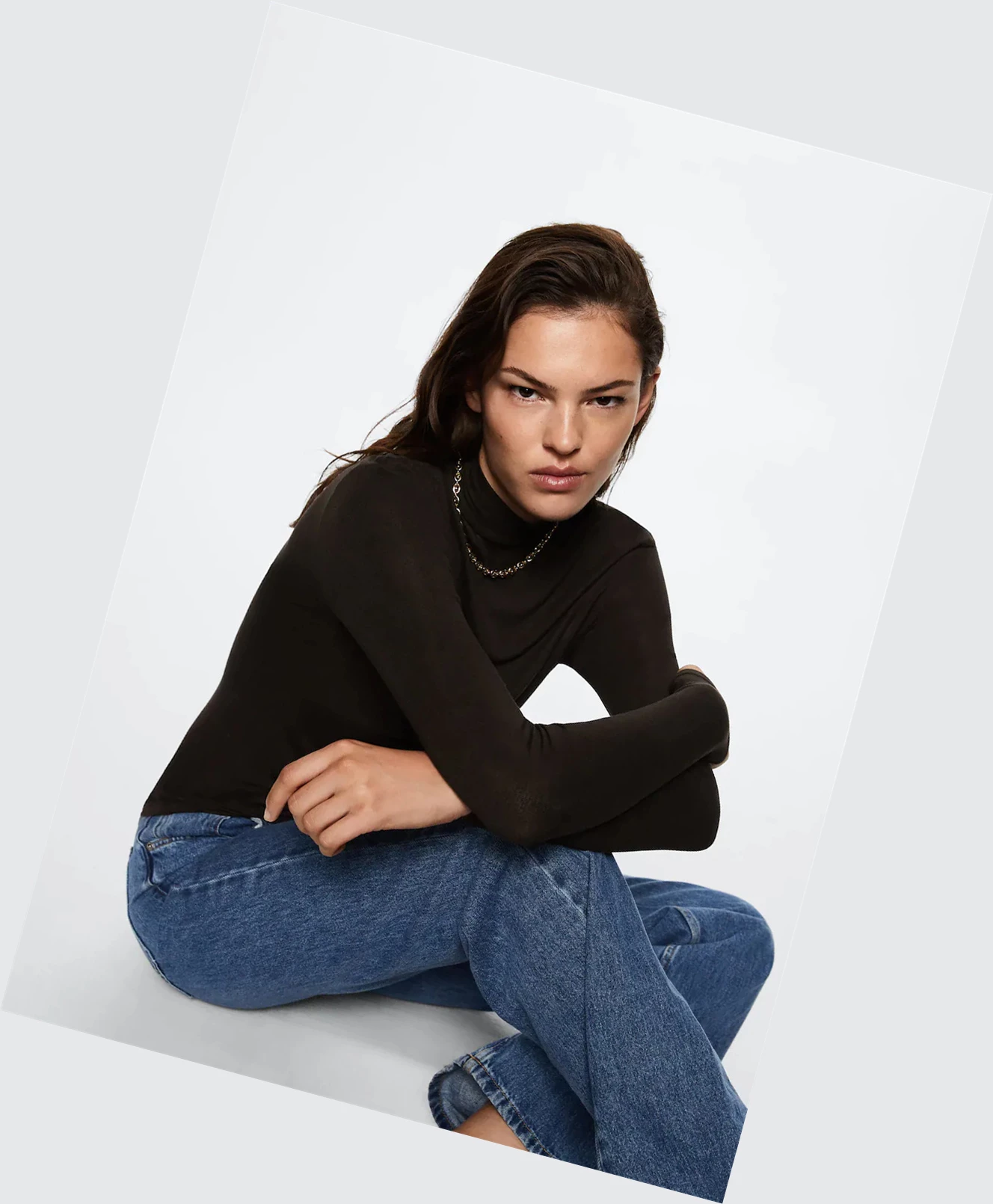 Tričko Mango Turtleneck Long Sleeve Damske Hnede | SK863017