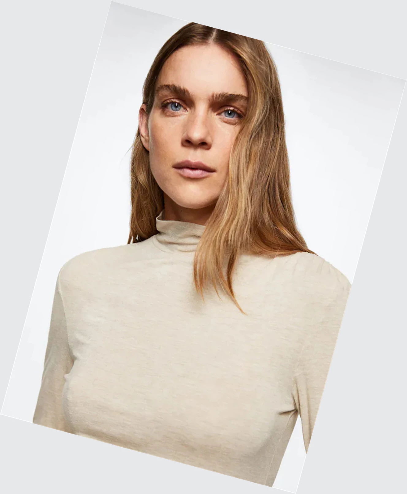 Tričko Mango Turtleneck Long Sleeve Damske Sand | SK863027