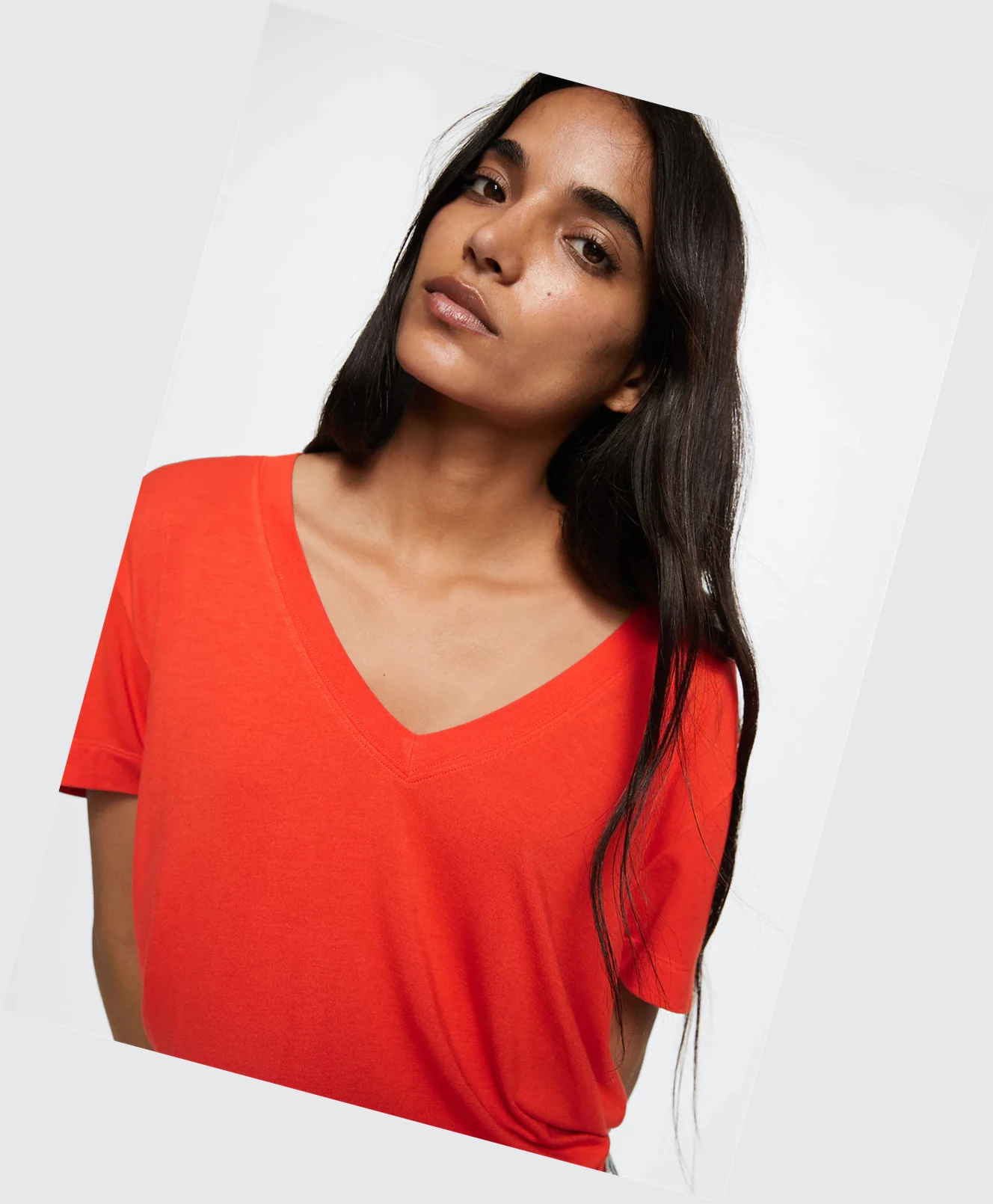 Tričko Mango V-neck Flowy Damske Oranžové | SK862894