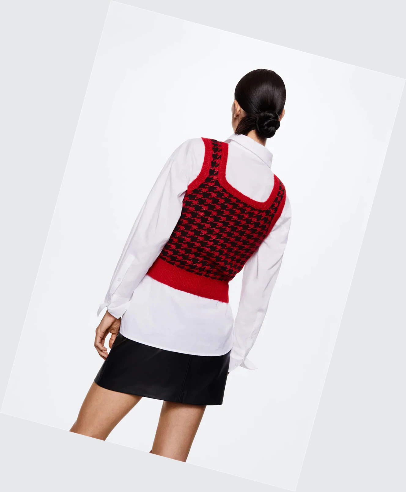 Vesty Mango Houndstooth Damske Červené | SK863325