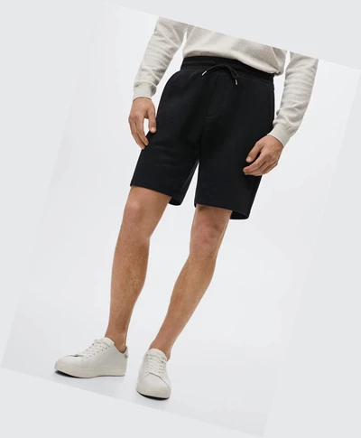 Bermudy Mango Jogger Bavlnene Panske Čierne | SK859905