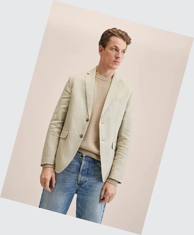 Blejzre Mango 100% Linen Slim Fit Panske Sand | SK860052