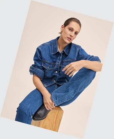 Bundy Mango Oversize Denim Damske Tmavo Modre | SK860802