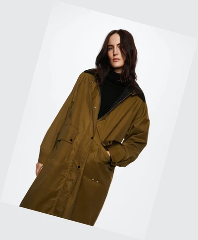 Bundy Parka Mango Detachable Hood Damske Olivovo Zelená Zelene | SK861537