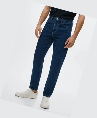 Džínsy Mango Ben Tapered Cropped Panske Tmavo Modre | SK860875