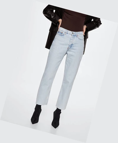 Džínsy Mango High-waist Cropped Rovno Damske Svetlo Modre | SK860998