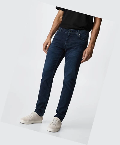 Džínsy Mango Slim Fit Ultra Soft Touch Patrick Panske Tmavo Tmavo Modre | SK860977