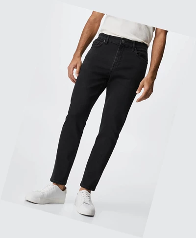 Džínsy Mango Tom Tapered-fit Panske Čierne | SK860967