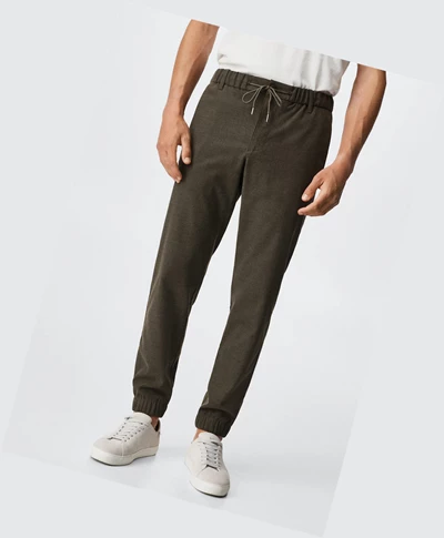 Jogger Nohavice Mango Twill Panske Hnedožltý | SK861062