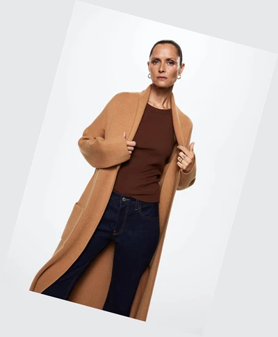 Kabáty Mango Oversized With Pockets Damske Camel | SK860279