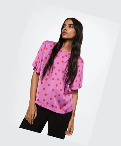 Kosele Mango Polka-dot Print Damske Ruzove | SK861679