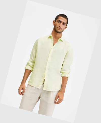 Kosele Mango Regular-fit 100% Linen Panske Lime | SK861937