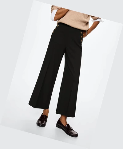 Nohavice Mango Buttons Culottes Damske Čierne | SK861470