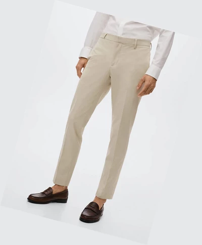 Nohavice Mango Super Slim Fit Panske Sand | SK861411