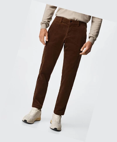 Nohavice Mango Tapered Cropped Corduroy Panske Hnede | SK861430