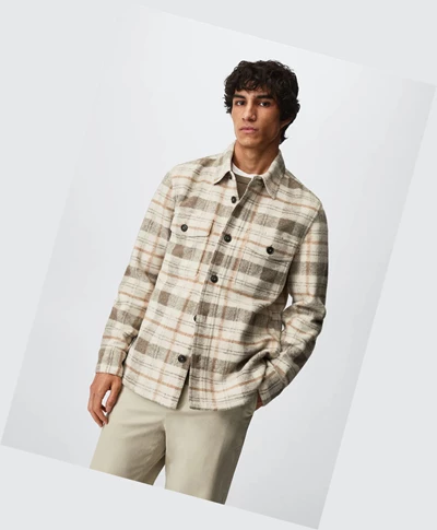 Overshirt Mango Check Flannel Panske Ecru | SK861226