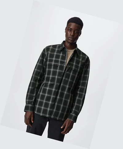 Overshirt Mango Checked With Pockets Panske Čierne | SK861264