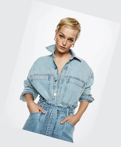 Overshirt Mango Oversized Denim Damske Svetlo Modre | SK861225