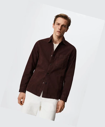 Overshirt Mango Pocket Denim Panske Wine | SK861241