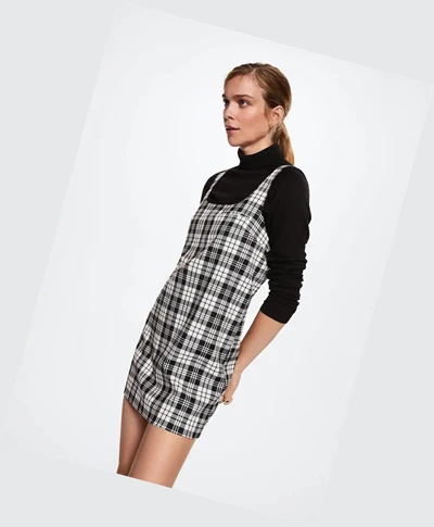 Saty Mango Checked Pinafore Damske Čierne | SK860402