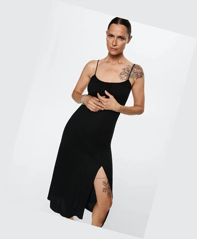 Saty Mango Cut-out Ruched Damske Čierne | SK860542