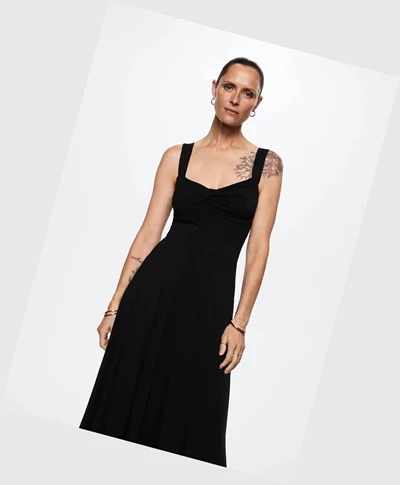 Saty Mango Draped Neckline Damske Čierne | SK860393