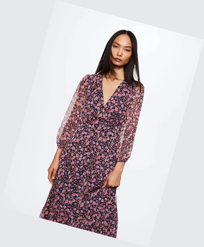 Saty Mango Floral Print Damske Modre | SK860676