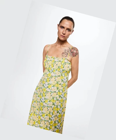 Saty Mango Floral-print Flowy Damske Žlté | SK860712