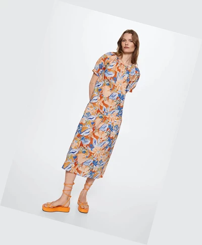 Saty Mango Midi Printed Damske Oranžové | SK860565