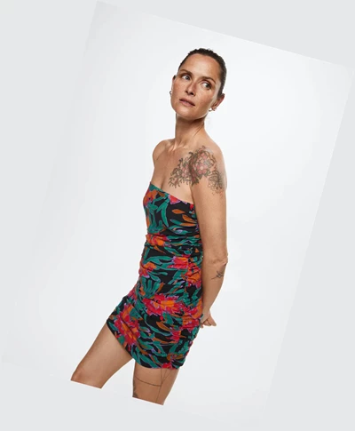 Saty Mango Printed Draped Damske Čierne | SK860568