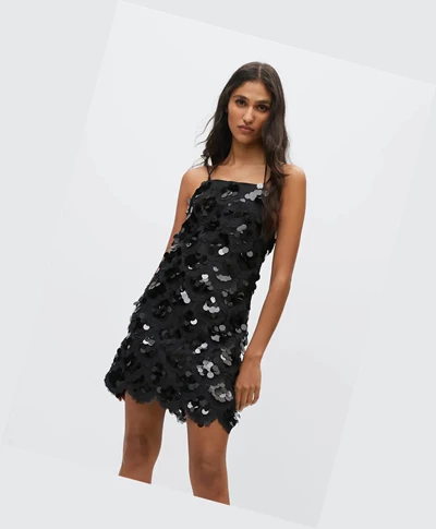 Saty Mango Sequined Halter Neck Damske Čierne | SK860704