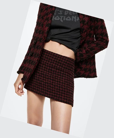 Sukne Mango Houndstooth Skirts Damske Bordove | SK861222