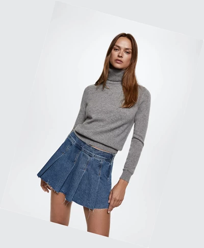 Sukne Mango Plisované Denim Skirts Damske Modre | SK861213