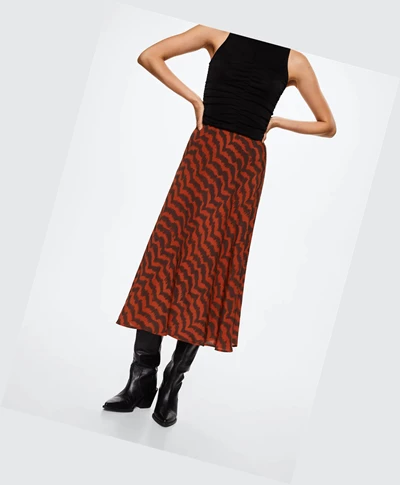 Sukne Mango Printed Midi Damske Russet | SK862169