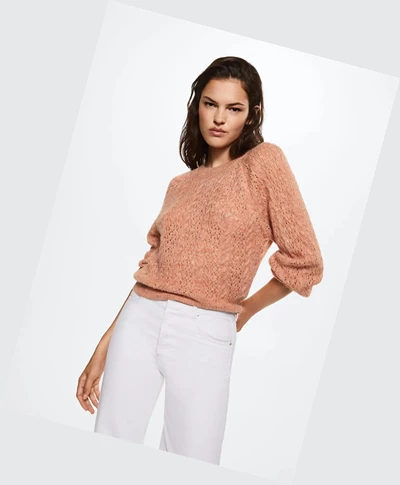 Svetre Mango Openwork Knit Damske Oranžové | SK862562