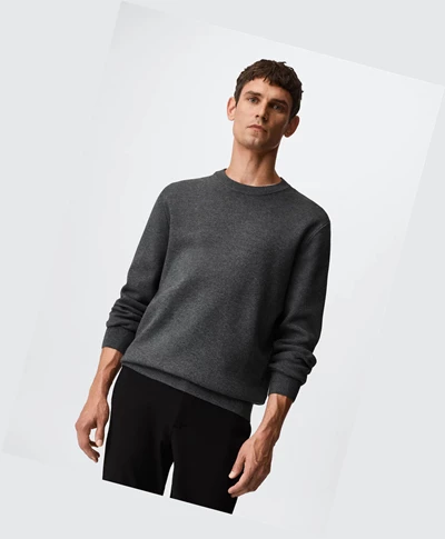 Svetre Mango Round Neck Panske Tmavo Siva | SK862456