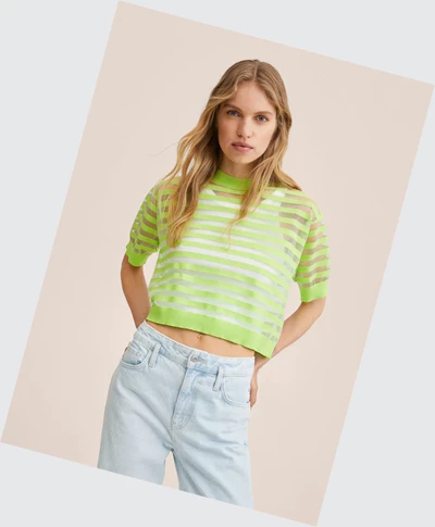 Svetre Mango Semi-transparent Pletené Damske Lime | SK862439