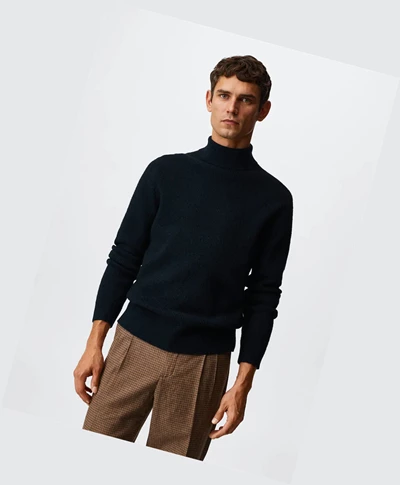 Svetre Mango Structured Turtleneck Panske Námornícka Modrá | SK862393