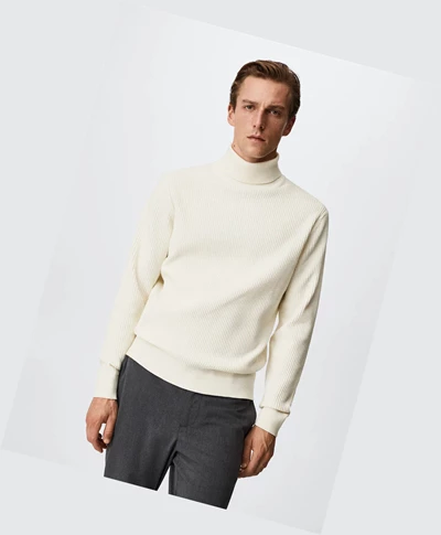 Svetre Mango Structured Turtleneck Panske Biele | SK862497