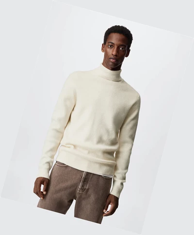 Svetre Mango Structured Turtleneck Panske Biele | SK862574