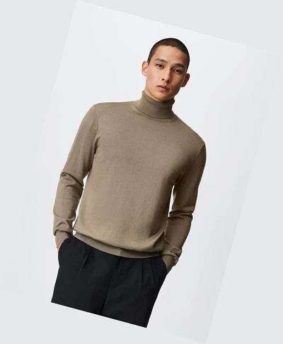 Svetre Mango Turtleneck Vlna Panske Hnede | SK862550